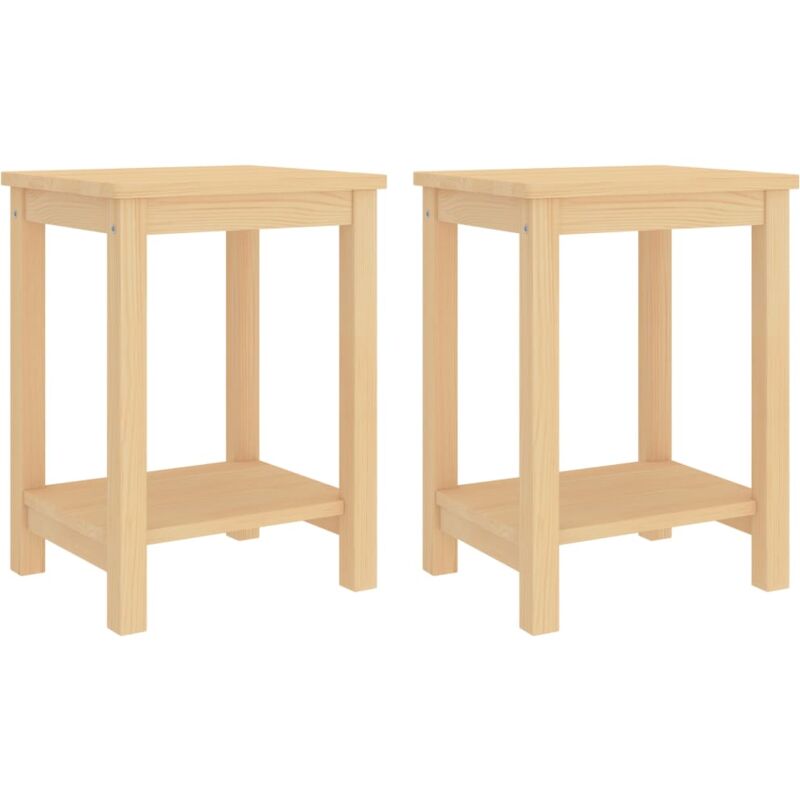 

Mesita de noche madera maciza de pino madera clara 2 uds 40x30x50 cm - Marrón - Vidaxl
