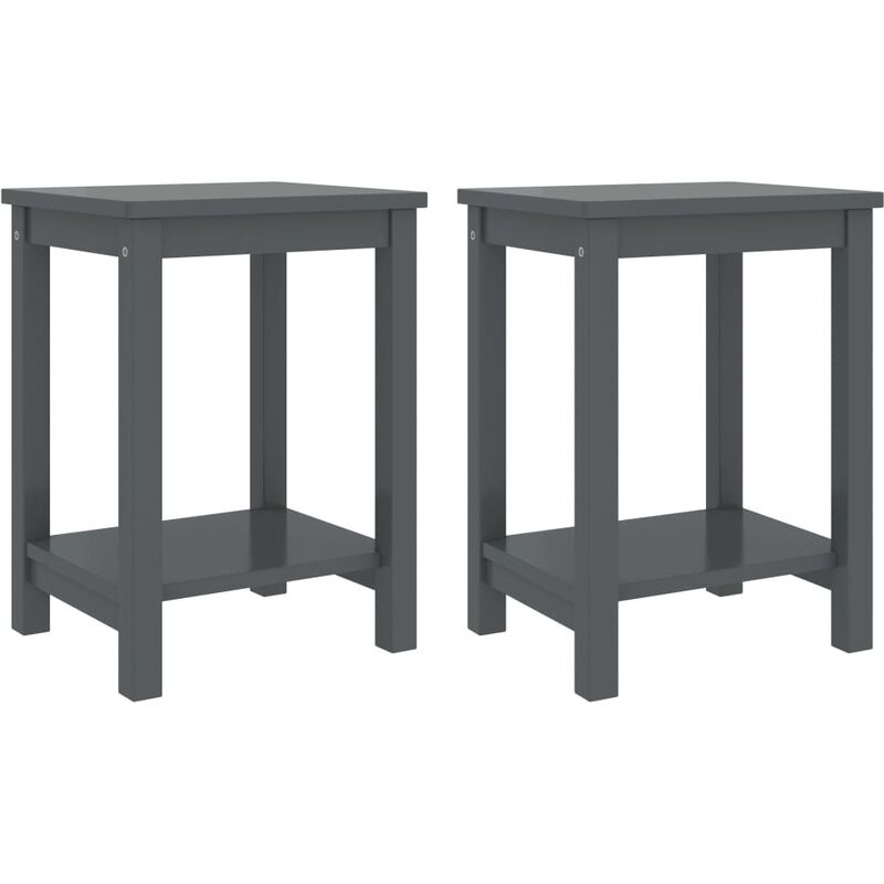 

Vidaxl - Mesita de noche madera maciza de pino gris oscuro 2 uds 35x30x47 cm - Gris