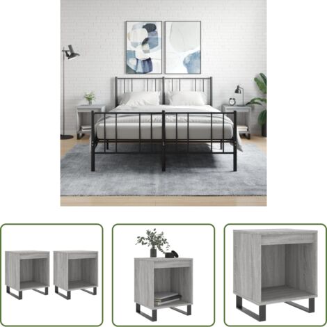 vidaXL Mesita de noche madera -  Mesita de noche 2 uds madera ingeniería gris Sonoma 40x35x50 cm