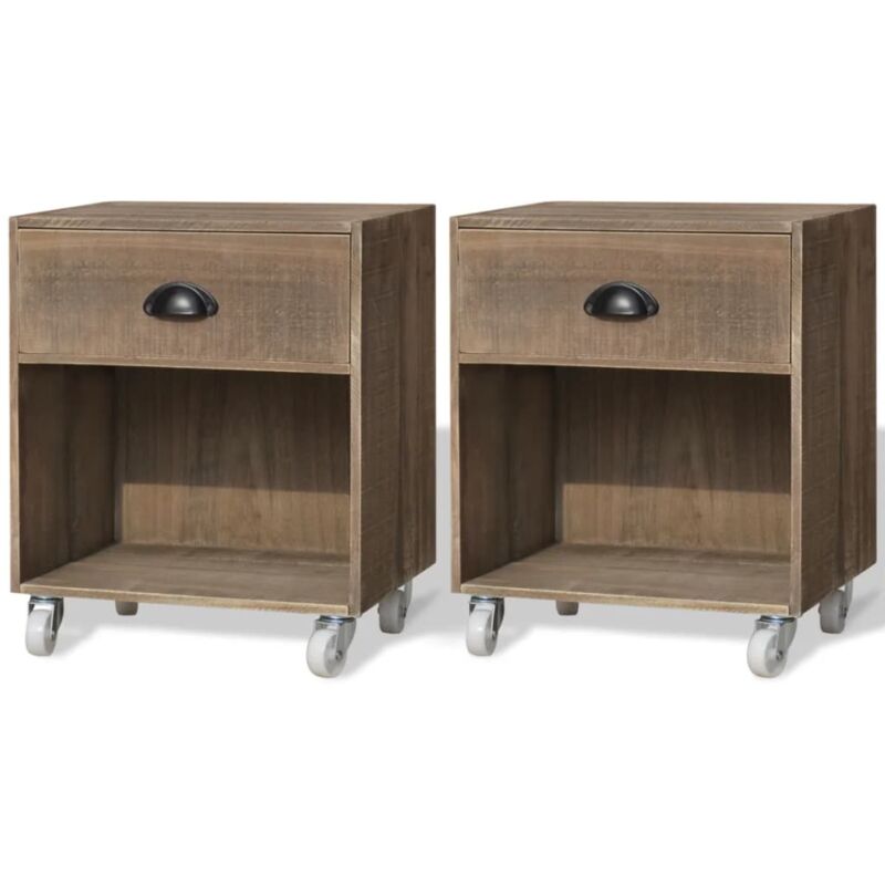 

vidaXL Madera Maciza Mesita de Noche Marrón 2 Unidades - Marrón