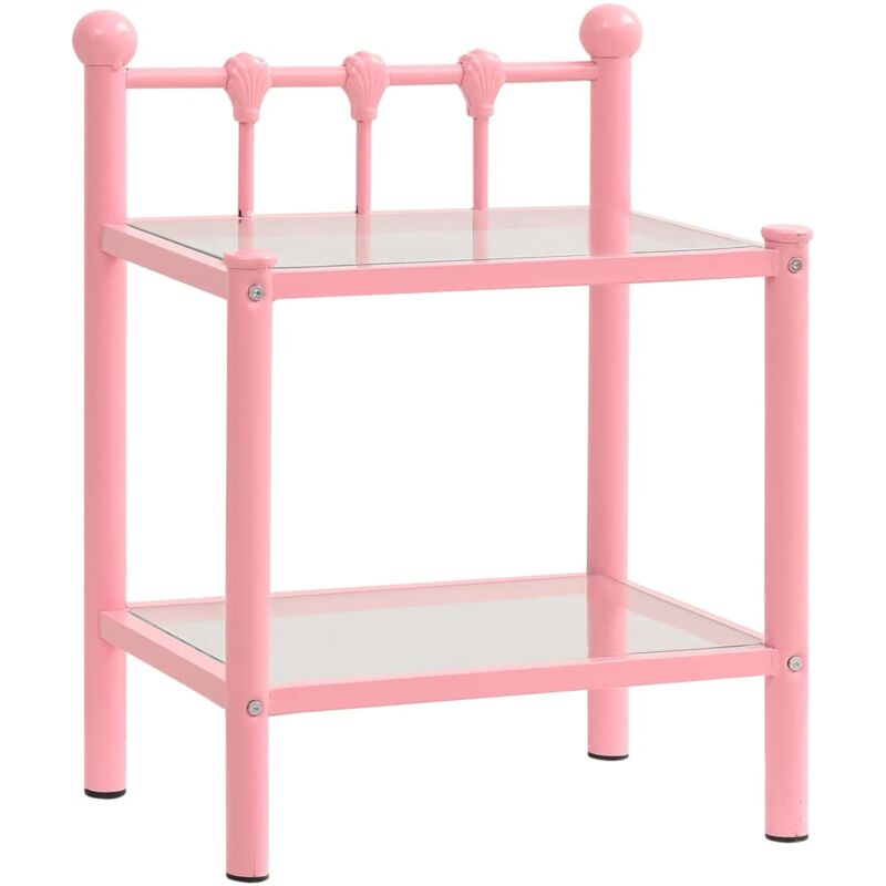 

vidaXL Mesitas de noche metal y vidrio rosa y transparente 45x34,5x60,5cm - Rosa