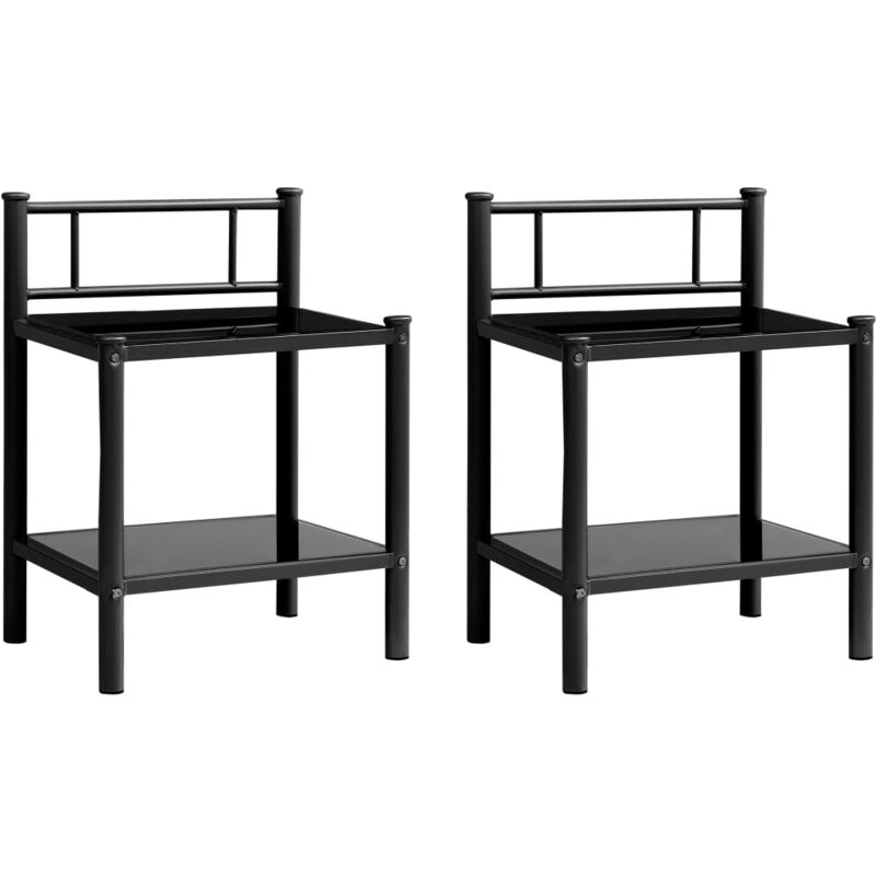 

vidaXL Mesitas de noche metal y vidrio 2 unidades negro - Negro