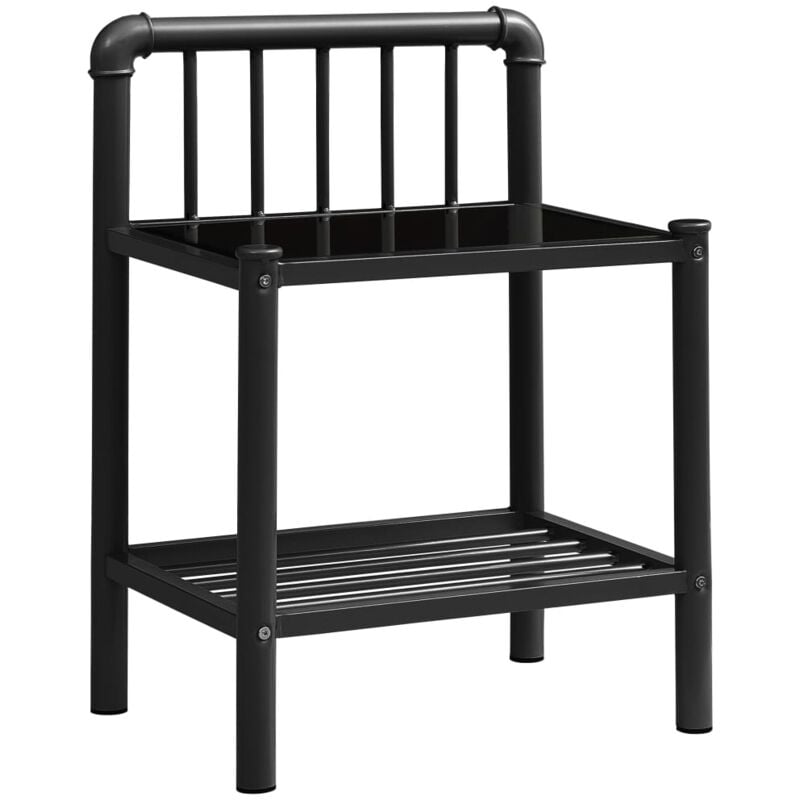 

vidaXL Mesitas de noche metal y vidrio negro 45x34,5x62,5cm - Negro