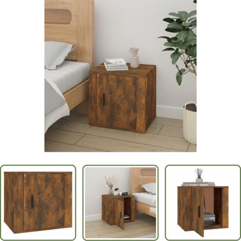vidaXL Mesita de noche moderna -  Mesita de noche color roble ahumado 50x39x47 cm