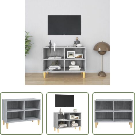 vidaXL Mesita de noche -  Mueble de TV con patas madera maciza gris Sonoma 69,5x30x50 cm