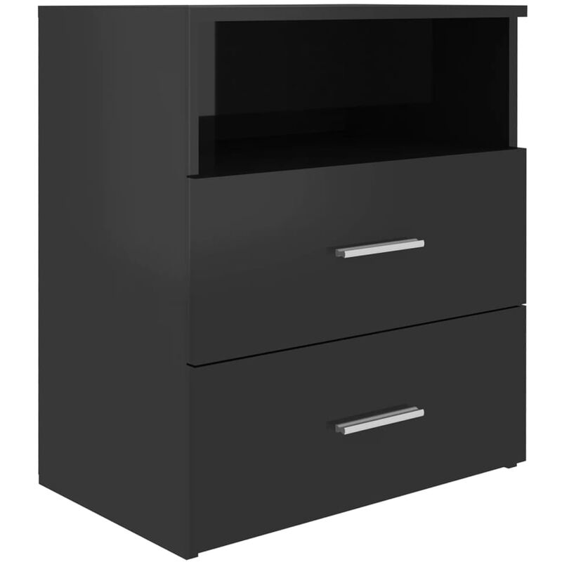 

Vidaxl - Mesita de noche negro brillante 50x32x60 cm - Negro