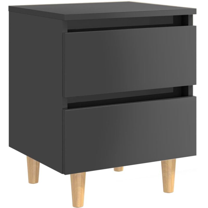 

Vidaxl - Mesita de noche con patas madera pino 40x35x50cm gris con brillo - Gris