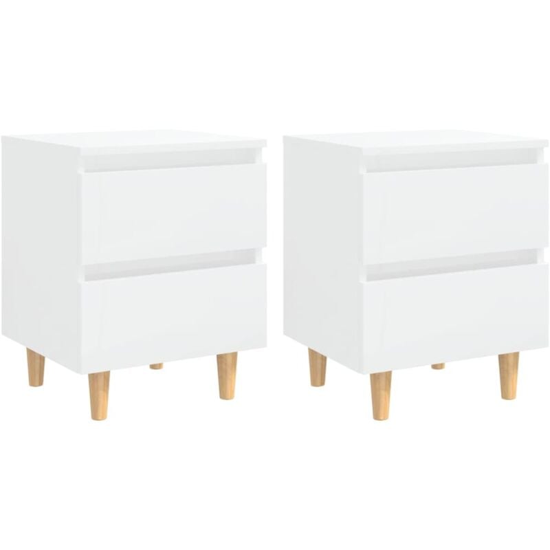 

Vidaxl - Mesita de noche con patas madera pino 40x35x50cm blanco con brillo 2 uds - Blanco