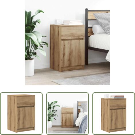 vidaXL Mesita de noche roble artisian -  Mesita de noche madera de ingeniería roble artisian 39x35x65 cm
