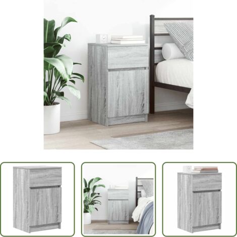 vidaXL Mesita de noche Sonoma -  Mesilla de noche gris Sonoma 39x35x65 cm madera de ingeniería