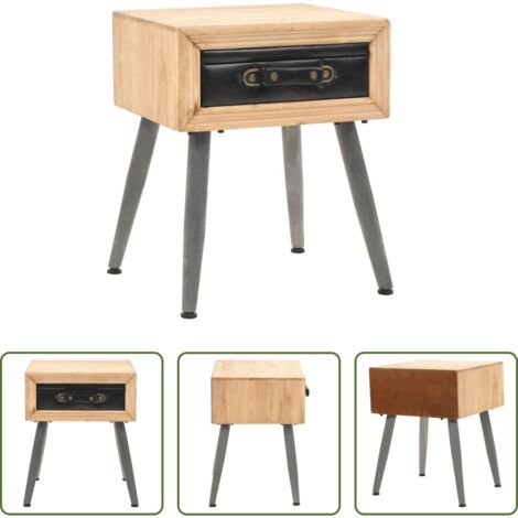 vidaXL Mesita de noche vintage -  Mesita de noche de madera maciza de abeto 43x38x50 cm