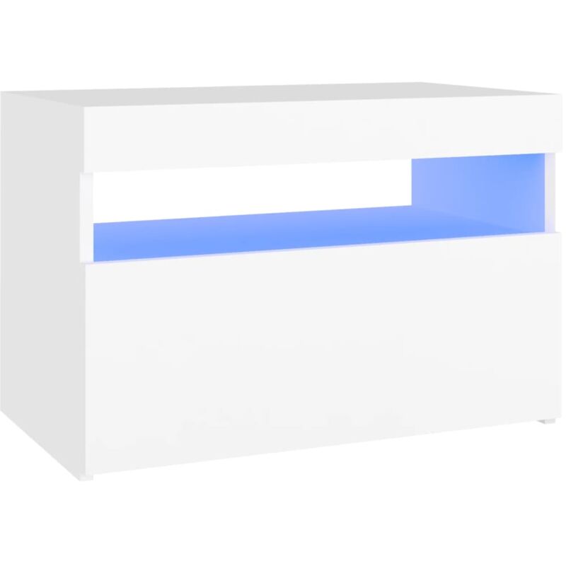 

vidaXL Mesita de noche y luces LED 60x35x40 cm aglomerado blanco - Blanco