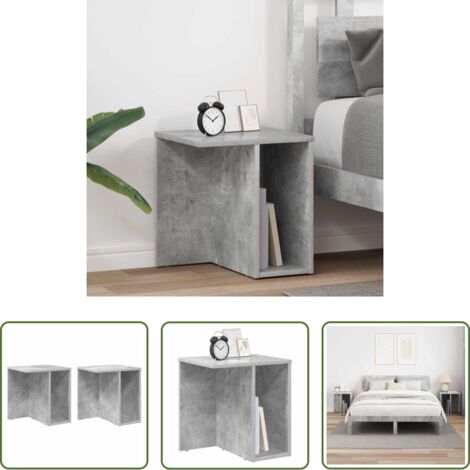 vidaXL Mesita de salón -  Mesa Auxiliar 2 pcs Gris Concreto 37 x 32 x 40 cm