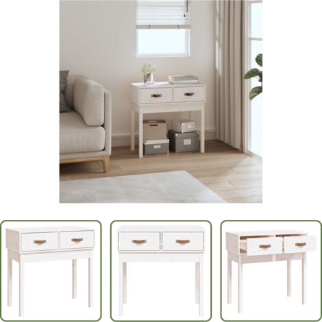 vidaXL Mesita decorativa -  Mesa consola de madera maciza de pino blanco 76,5x40x75 cm