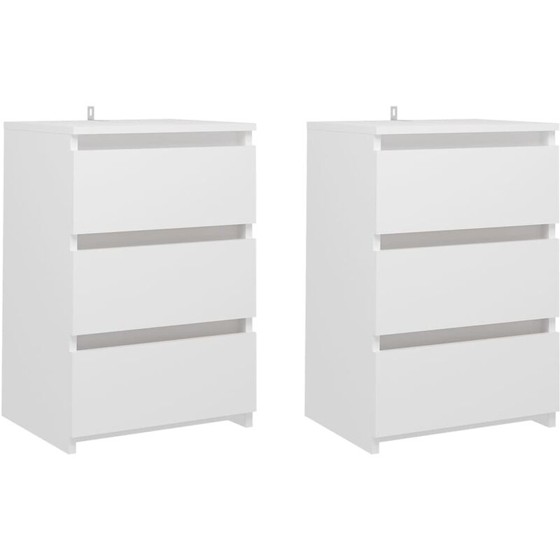 

vidaXL Mesitas de noche aglomerado 40x35x62,5 cm 2 uds blanco - Blanco