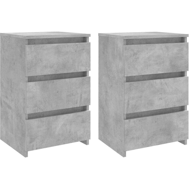 

vidaXL Mesitas de noche aglomerado 40x35x62,5 cm 2 uds gris hormigón - Gris