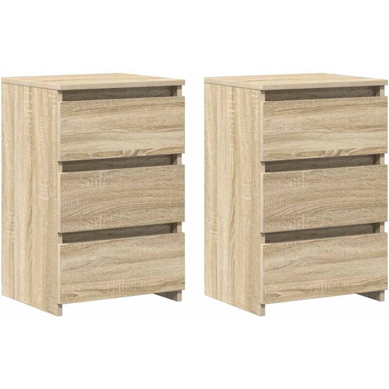 

vidaXL Mesitas de noche aglomerado 40x35x62,5 cm 2 uds roble Sonoma - Marrón
