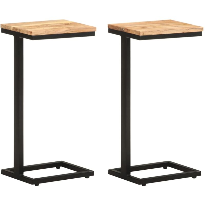 

vidaXL Mesitas auxiliares 2 uds madera 31,5x24,5x64,5 cm mango maciza - Marrón