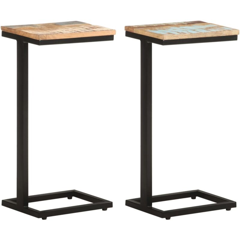 

vidaXL Mesitas auxiliares 2 uds madera 31,5x24,5x64,5 cm reciclada - Marrón