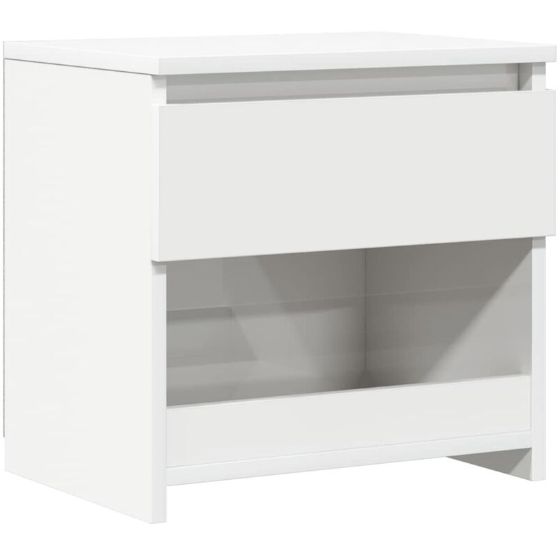 

vidaXL Mesita de noche de aglomerado 40x30x39 cm blanco brillante - Blanco