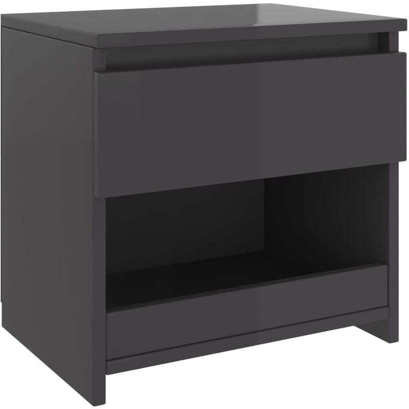 

vidaXL Mesita de noche de aglomerado 40x30x39 cm gris brillante - Gris