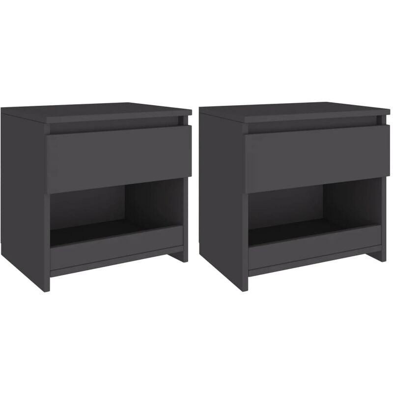 

vidaXL Mesitas de noche de aglomerado 40x30x39 cm 2 uds gris - Gris