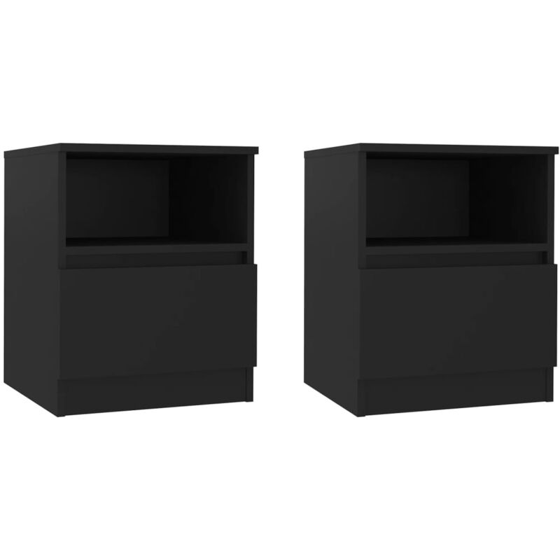 

vidaXL Mesitas de noche aglomerado 40x40x50 cm 2 uds negro - Negro