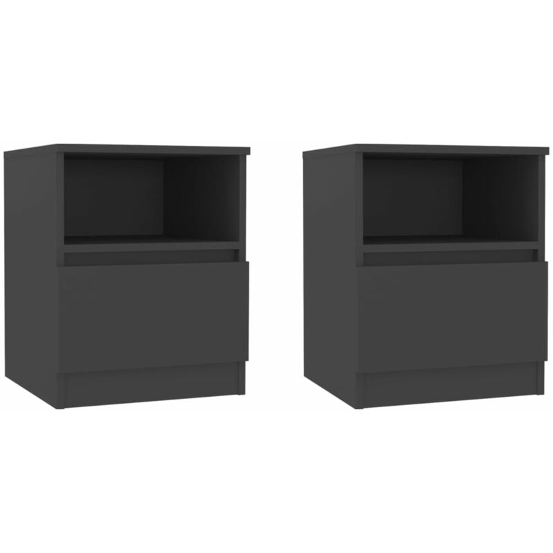 

vidaXL Mesitas de noche aglomerado 40x40x50 cm 2 uds gris - Gris
