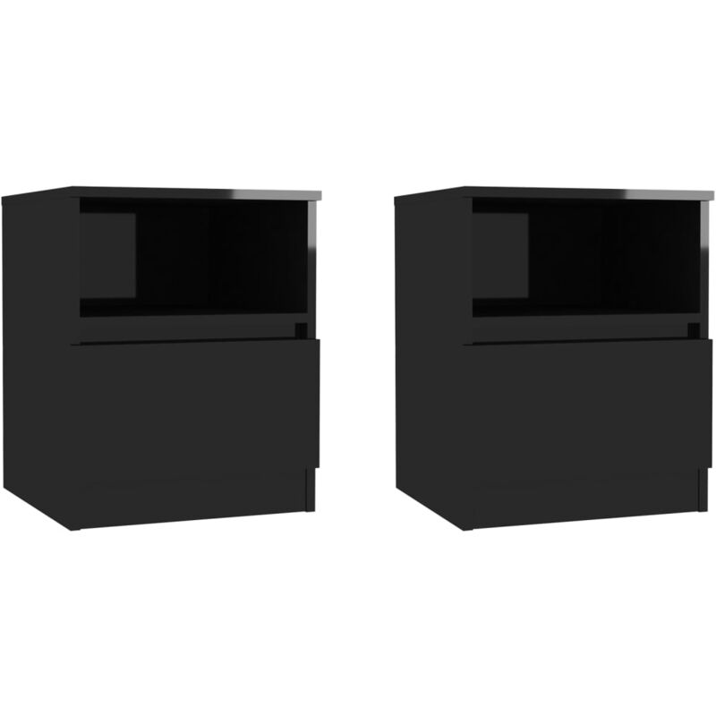 

vidaXL Mesitas de noche aglomerado 40x40x50 cm 2 uds negro brillante - Negro