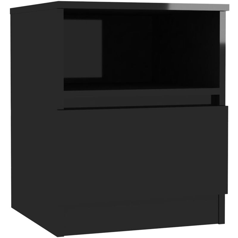 

vidaXL Mesita de noche aglomerado 40x40x50 cm negro brillante - Negro