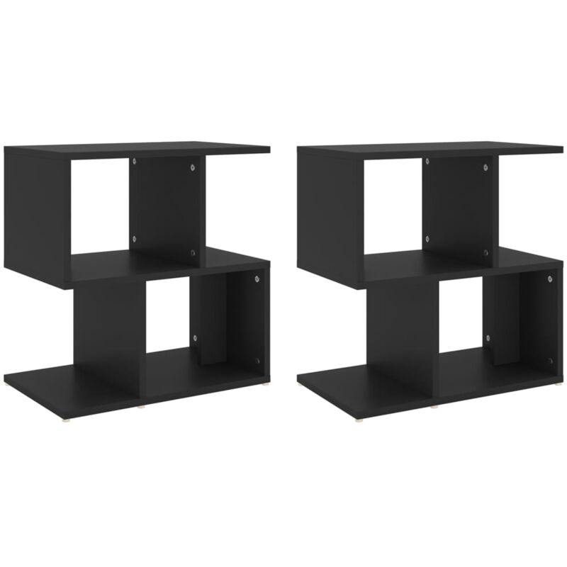 

vidaXL Mesitas de noche aglomerado 50x30x51,5 cm 2 uds negro - Negro