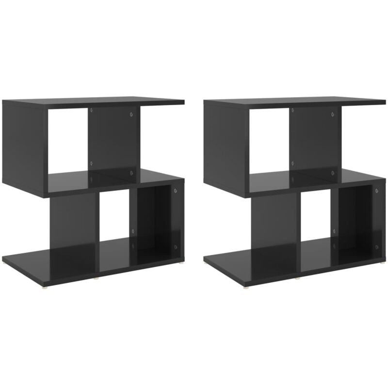 

vidaXL Mesitas de noche aglomerado 50x30x51,5 cm 2 uds negro brillante - Negro
