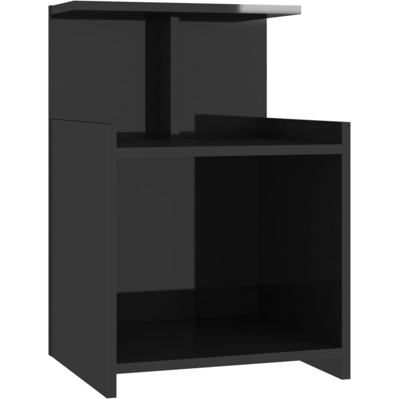 

vidaXL Mesita de noche aglomerado 40x35x60 cm negro brillante - Negro