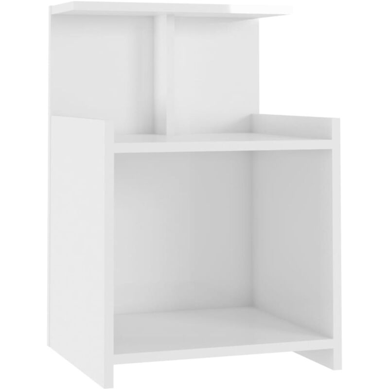 

vidaXL Mesita de noche aglomerado 40x35x60 cm blanco brillante - Blanco
