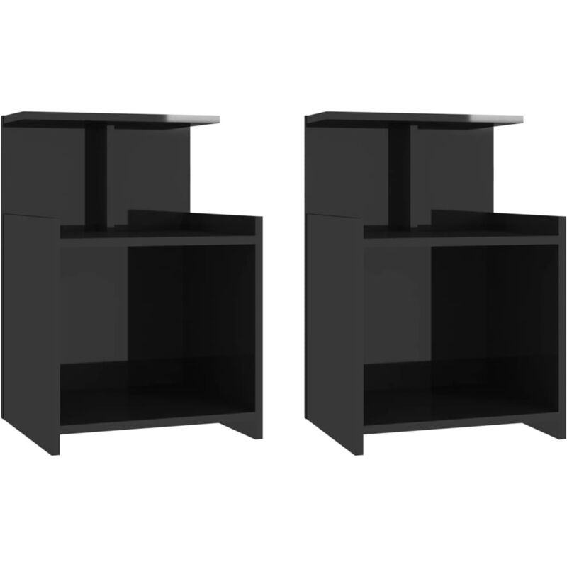 

Mesitas de noche aglomerado 40x35x60 cm 2 uds negro brillante - Negro - Vidaxl