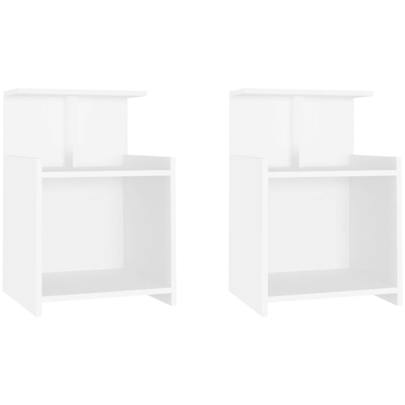 

vidaXL Mesitas de noche 40x35x60 cm aglomerado 2 uds blanco - Blanco