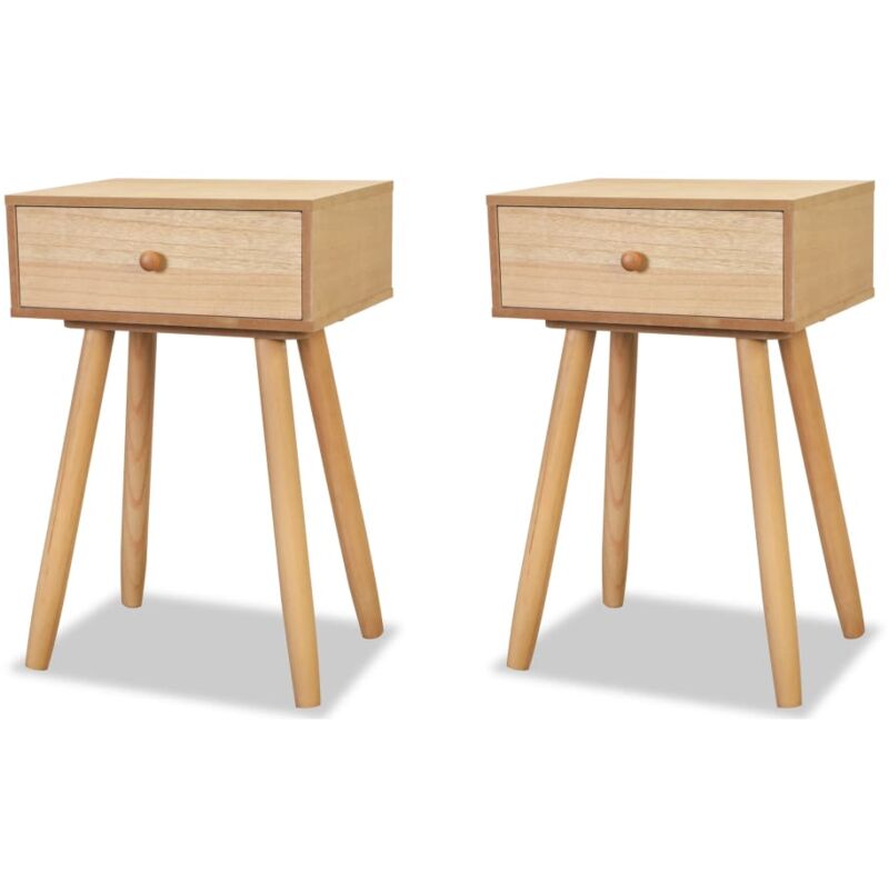 

vidaXL Mesitas de Noche 2 Uds Madera Maciza de Pino 40x30x61 cm Marrón - Marrón