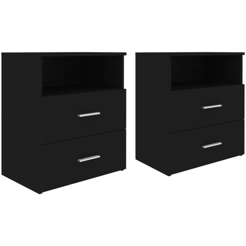

Vidaxl - Mesitas de noche 2 unidades aglomerado negro 50x32x60 cm - Negro