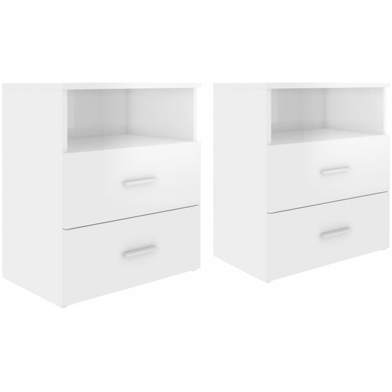 

Mesitas de noche 2 unidades blanco alto brillo 50x32x60 cm - Blanco - Vidaxl