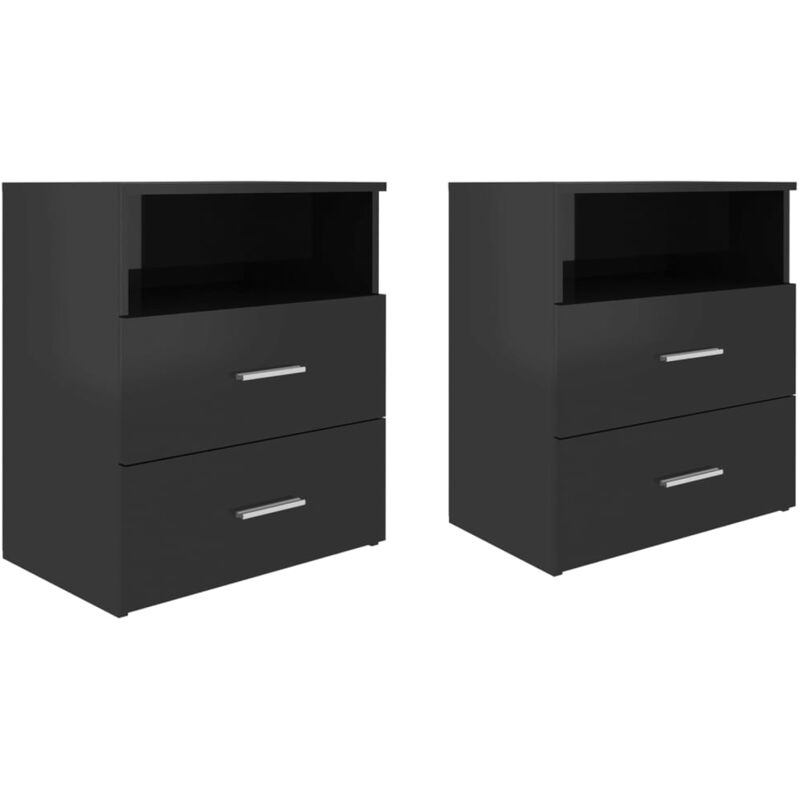 

Vidaxl - Mesitas de noche 2 unidades blanco alto brillo 50x32x60 cm - Negro