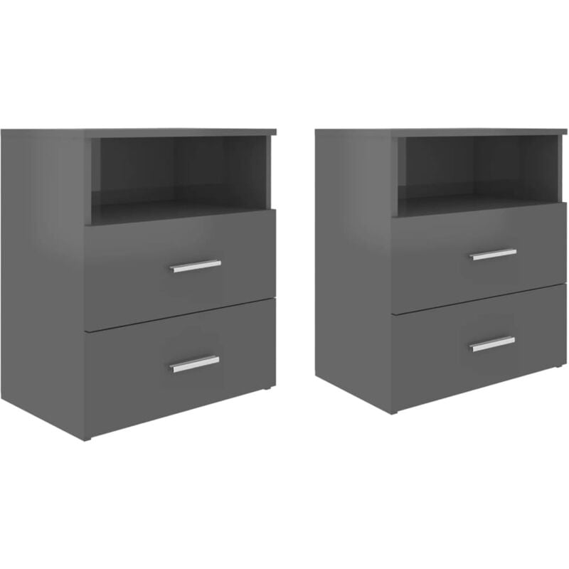 

Vidaxl - Mesitas de noche 2 unidades gris con brillo 50x32x60 cm - Gris