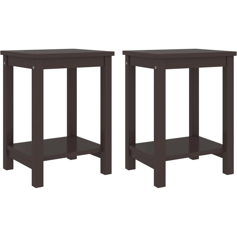 

Mesita de noche madera maciza de pino marrón oscuro 2 uds 35x30x47 cm - Marrón - Vidaxl