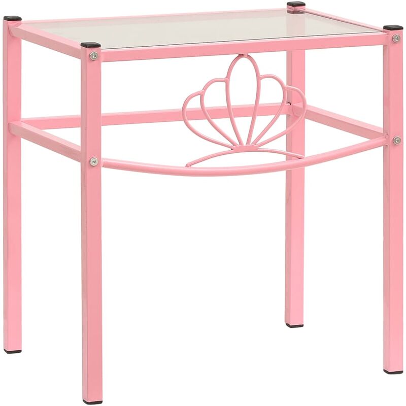 

vidaXL Mesitas de noche metal y vidrio rosa y transparente 42,5x33x44,5cm - Rosa