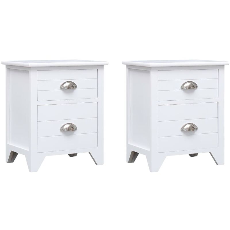 

vidaXL Mesitas de Noche con 2 Cajones 2 Unidades Blancas - Blanco