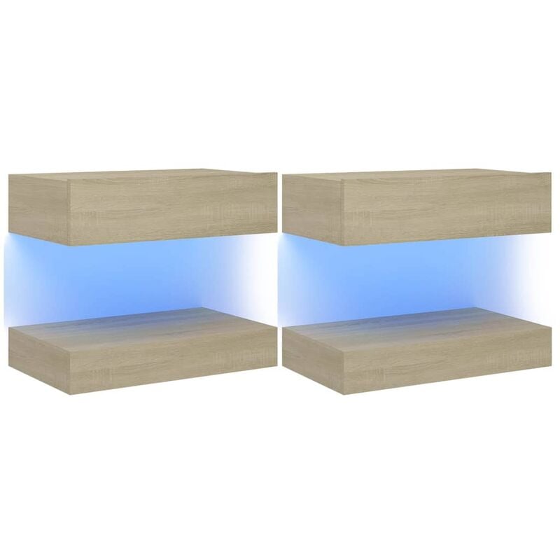 

vidaXL Mesitas de noche aglomerado 60x35 cm 2 uds color roble Sonoma - Marrón