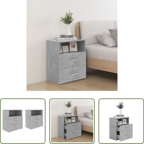 vidaXL Mesitas de noche escandinavas -  Mesitas de noche 2 unidades gris hormigón 50x32x60 cm