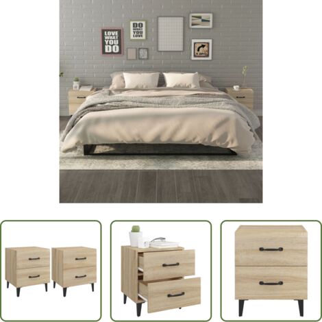 vidaXL Mesitas de noche industrial -  Mesitas de noche 2 unidades color roble Sonoma 40x35x47,5 cm