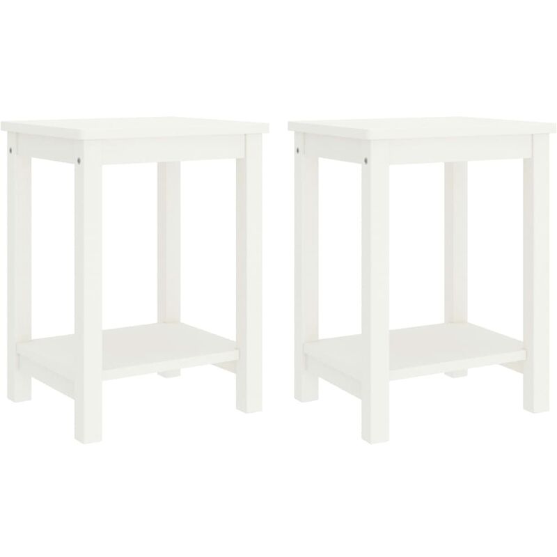 

vidaXL Mesita de noche madera maciza de pino blanco 2 uds 40x30x50 cm - Blanco