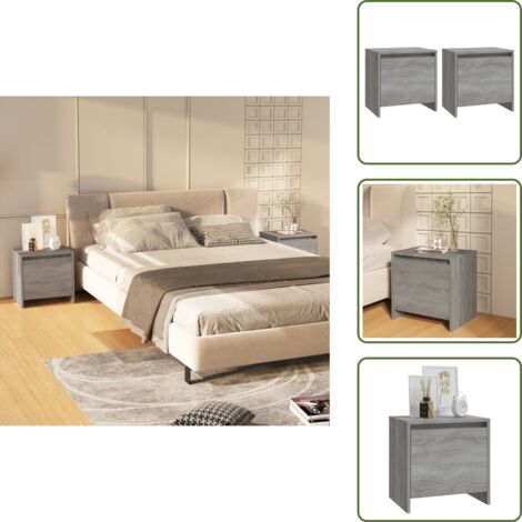 - vidaXL Mesitas noche 2 uds madera ingeniería gris Sonoma 45x34x44,5 cm -