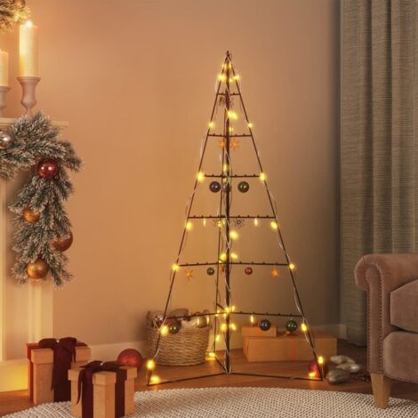 LED Dekobaum Mit Anhängern – 42 Cm Hoch, 25 Warmweiße LEDs, Batteriebetrieben, Timerfunktion (schwarz)